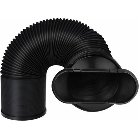 Tuyau d'échappement extensible noir pour climatiseur mobile avec raccord plat, PVC flexible, diamètre 15 cm, longueur 22 cm à 150 cm. (1/4)