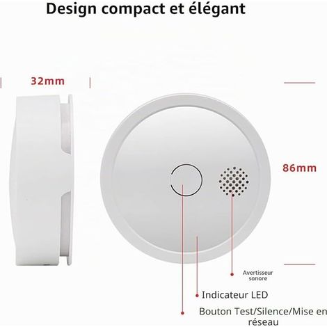 Smart WiFi Wireless Photoelectric Smoke Detector Detector With Replaceable Battery (1/2)