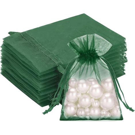 50PCS Sacs Organza Vert foncé: Pochette Cadeau en Organza 7x9cm Pochette à Bijoux,Sachets de Mariage, Bonbons,Lavande,Fêtes Pochette Cadeau Élégante et Réutilisables (1/5)