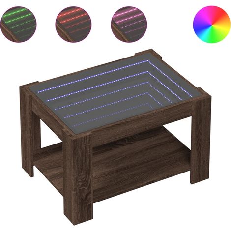 Maison Exclusive - Mesa de centro y LED madera ingeniería marrón