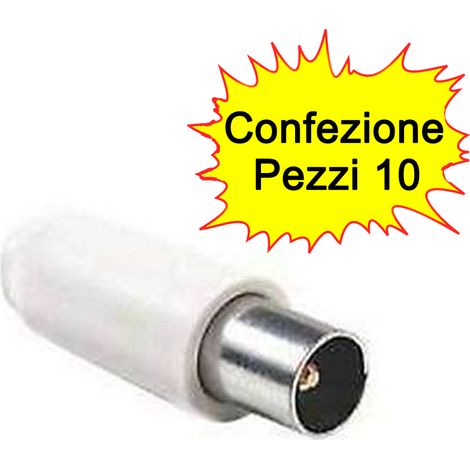 Spine coassiali pezzi 10 per antenna tv volante 75 ohm 9,5 mm