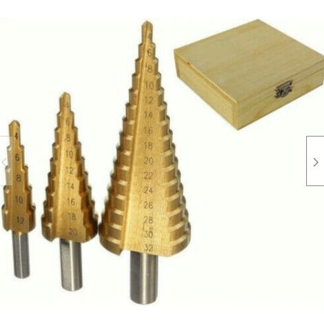PUNTE FRESE FRESA SCALINO GRADINO ALLARGAFORI GRADINI 3 PEZZI PZ 4-12 4-20 4-32