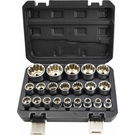 JUEGO DE VASOS ESPINEOS AWTOOLS 21 PIEZAS L脥NEA NEGRA DE 12 PUNTAS (1/2)