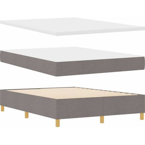 vidaXL Lit Ă ressorts avec tĂŞte de lit Taupe 190 x 140 cm tissu (1/5)