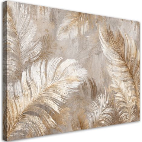 Quadro su tela, Piume decorative di erba della pampa in colori naturali. - 60x40 (1/2)