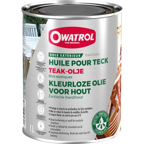Owatrol – Huile de teck 1L incolore mat – Protection et nutrition bois dur – Non filmogène, aspect huilé – Pour mobilier de jardin