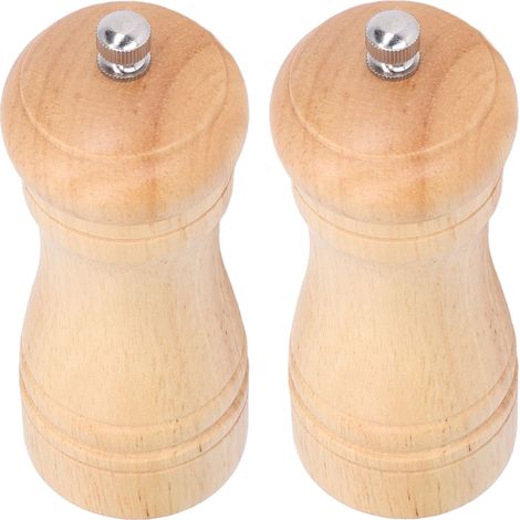 2-teiliges Salz- und Pfeffermühlen-Set aus Holz, Mahlgrad einstellbar, Pfefferstreuer aus Holz für Küchengewürze, Höhe 14,5 cm / 5,7 Zoll (1/5)