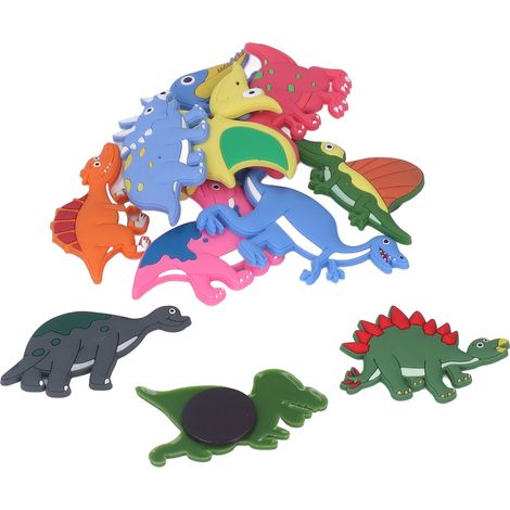 12 jolis aimants en silicone souple et puissant, à motif dinosaure 3D, pour réfrigérateur et cuisine.