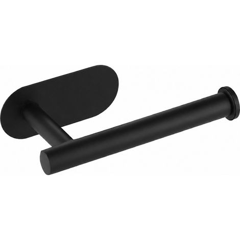 Porte-essuie-tout en acier inoxydable, sans perçage, porte-serviettes pour placard, barre porte-serviettes de salle de bain, noir (1/5)
