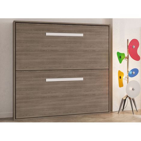 Lit superposé escamotable 90x190 cm Aurelia - Matelas 2 matelas 90x190cm - Façade Anthracite - Coffrage Blanc (1/5)