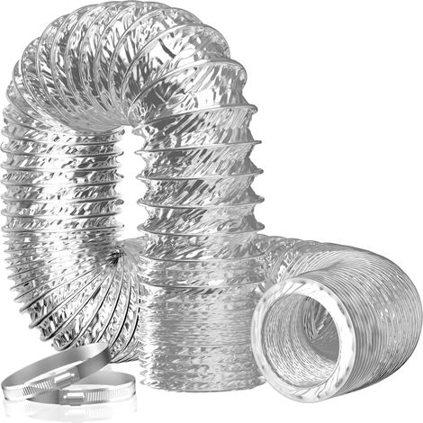 tuyau de ventilation 75mm 2m Conduit d'air Flexible conduit hotte en feuille d'aluminium tuyau evacuation hotte pour Salle de bain, Cuisine, Sèche-linge (1/5)