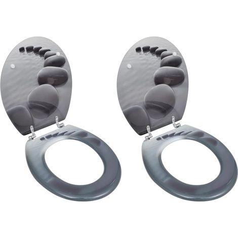 Toilet Seats with Lids 2 pcs MDF Stones vidaXL