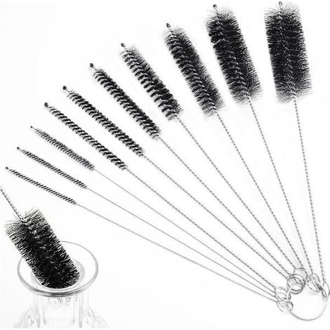 Lot de 10 brosses pour pailles, brosse tubulaire 21 cm, pour bouteilles et thermos (1/5)