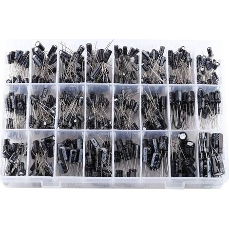 Kit de Condensateurs, 500pcs Condensateur Électrolytique 24 Valeurs Micro Condensateurs Radial en Aluminium 16V-50V 0.1uF〜1000uF pour l'Application Electronique (1/4)