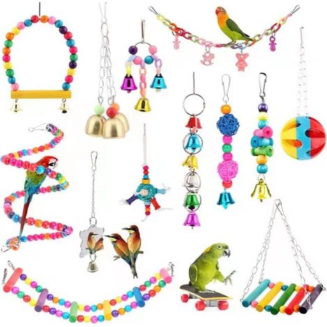 Jouets pour perroquet suspendus, pont arc-en-ciel bordeaux, oiseau de compagnie