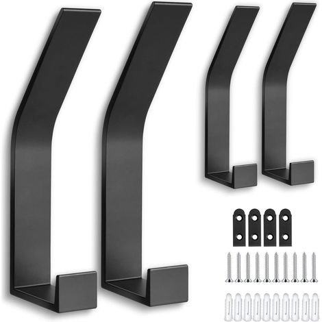 Kleiderhaken 4 Stück Schwarz, Wandhaken Aluminiumlegierung, Platzsparend, Tragfähig (1/5)