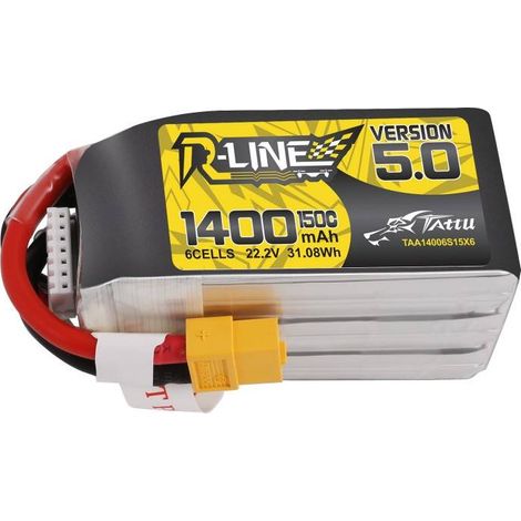 Batería Tattu R-Line 5.0 1400mAh 22.2V 150C 6S1P XT60 (1/5)