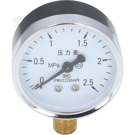 1/4 NPT Manometer, transparentes Zifferblatt, Genauigkeit 2,5, Edelstahlgehäuse, für Luftdrücke von 0 bis 2,5 MPa. (1/5)