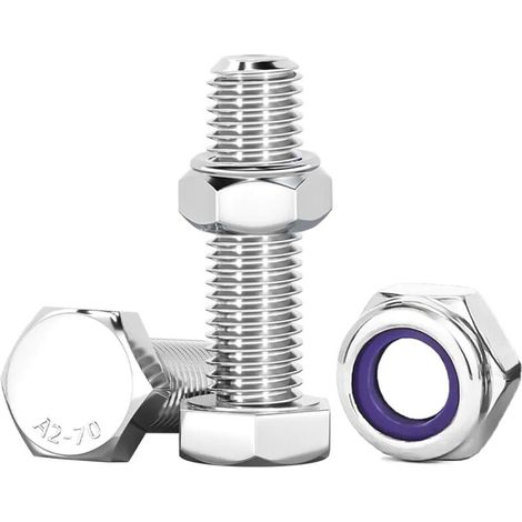 10Pcs Bouton à Tête Hexagonale Et écrous, M10 X 30mm Boulons à Six Pans Avec écrous Assortiment M10 Boulons En Acier Inoxydable A2 V2A Pour Meubles, Voitures, Vélos, Bateaux, Impression 3D (1/5)
