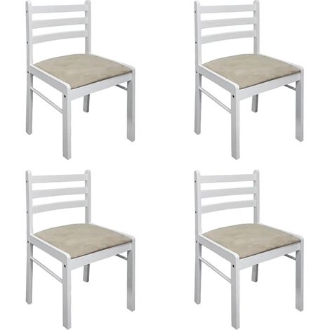 Maison Exclusive - Esszimmerstühle 4 Stk. Weiß Massivholz Gummiba (1/5)