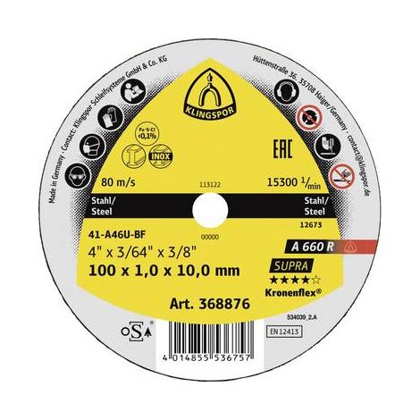 Disco de corte Klingspor a 660 r acero inoxidable 100 mm