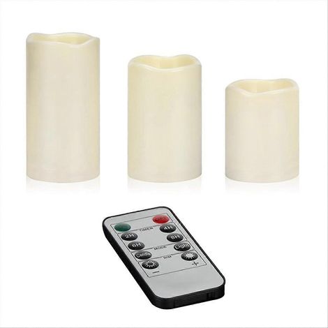 Bougies sans flamme 4 po 5 po 6 po, ensemble de 3 piliers d'extérieur et d'intérieur (1/5)
