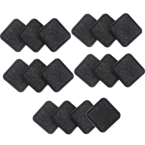 Butées de meubles carrées noires, 16 pièces, antidérapantes (1/5)