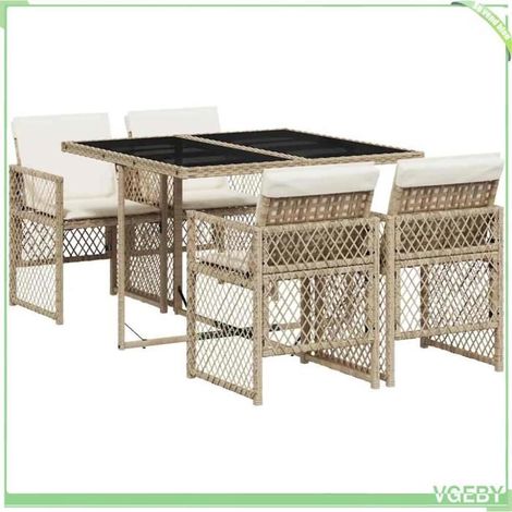 Ensemble à manger de jardin - FAFEICY - 3210718 - Beige - 5 pcs - Résine tressée (poly rotin) (1/5)