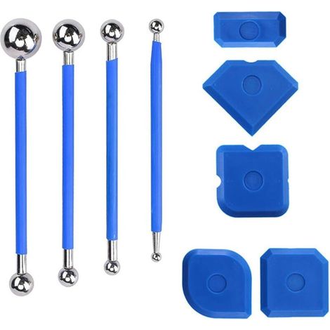 Set of 9 Grout Scraper Tools - For Kitchen, Bathroom, and Tile - Reusable and Replaceable (1/5)