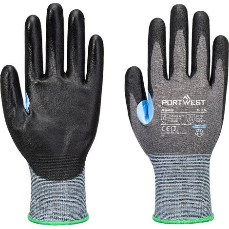 Guanto antitaglio Cs D21 Pu - Taglia L - Grigio/nero - Portwest