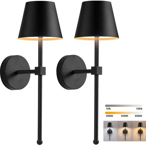 Lot de 2 appliques murales sans fil avec télécommande, lampe de chevet LED rechargeable, éclairage miroir à intensité variable, 3000K - 6000K (1/5)