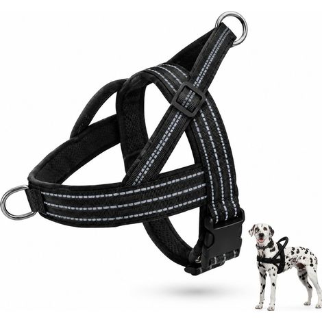Harnais Chien Réglable Respirant Anti-traction Avec Bandes Réfléchissantes Pour Promenade Extérieur Jardin Maison Taille M (1/4)