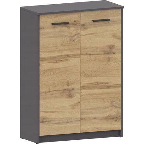 Buffet avec 2 portes Anthracite - Meuble de Rangement Style contemporain - 77 x 35 x 108 cm (1/2)