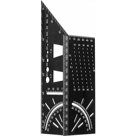 Équerre Menuisier 3D, Angle Règle Alliage d'Aluminium 45 90 Degrés d'Onglet Travail du Bois Règle de Mesure Poutres Tubes Tridimensionnel pour Décorative, Équerre noire Metal Outillage Bois (1/5)