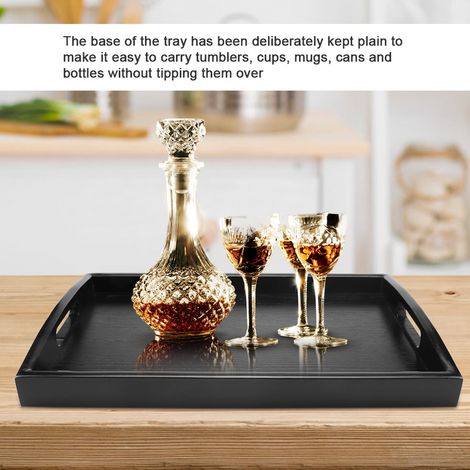 Grand plateau de service en bois pour thé, eau et autres boissons, avec poignée n° 3 (1/5)