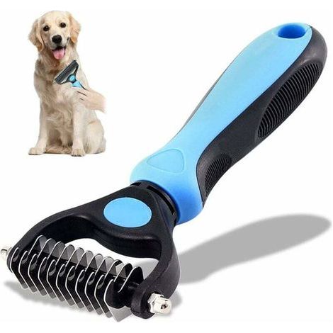 Hundebürste, Unterfellkamm, Bürste für langhaarige Hunde, Tierkamm, professionelle Hundehaarbürste, ideal zum Entwirren und Entfernen von losen Haaren bei Hunden und Katzen, blau, 7,7 cm x 16,5 cm (1/5)