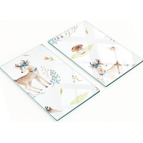 Tablas de cortar decorativas de cristal para cocina con estampado de ciervos, 2 x 30 x 52 cm.
