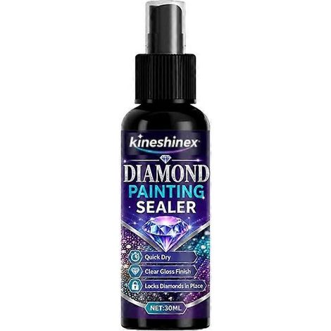 Vernis transparent brillant pour peinture diamant, en spray, à séchage rapide. (1/4)