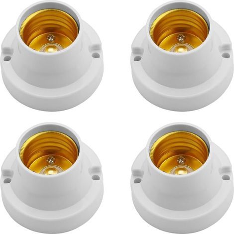 Lot de 4 Douilles de Lampe E27 Universelles, Adaptateur pour Ampoules LED, Culot à Visser, Blanc (1/5)