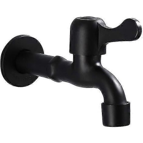 Robinet mural Continental noir en acier inoxydable 304 avec ouverture rapide pour jardin, salle de bain et espace extérieur (1/2)