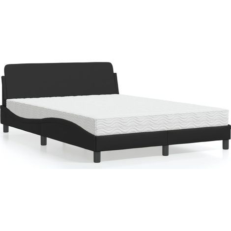 Bett mit Matratze "Dover" Schwarz 140x190 cm Kunstleder (1/5)