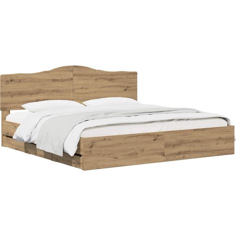 Bed Frame with Storage and Headboard Artisan Oak 180 x 200 cm vidaXL (1/5)