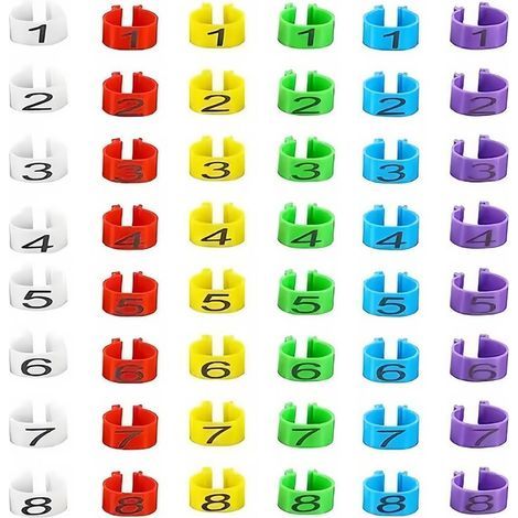 48 Stück Hühnerbeinringe zur Kennzeichnung, mehrfarbige Beinringe zur Hühnerkennzeichnung, nummerierte Clips für Geflügel, Ringe für Hühner, für Enten, Gänse (16 mm) (1/5)