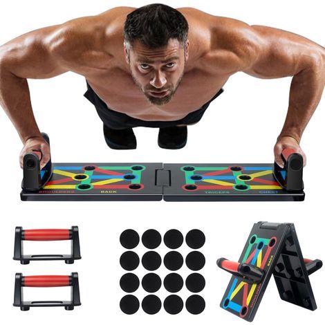 Opvouwbaar push-up board, 12-in-1 push-up-board, fitness, fitnessstudio, spiertraining, draagbaar, voor mannen en vrouwen, thuistraining (1/5)