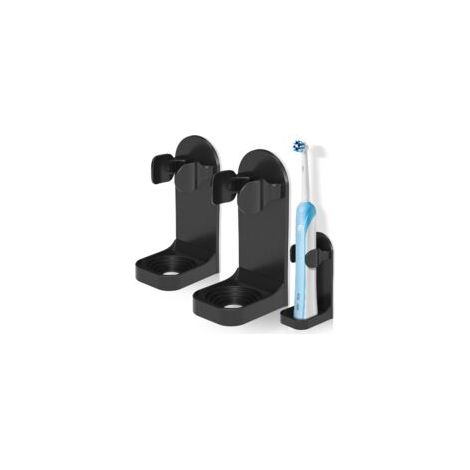 Support Brosse a Dent Electrique, Porte Brosse à Dents Electrique Lot de 2, Support Mural Brosse a Dent Electrique Adhésif Solide Réglable Organisateur Brosse a Dent de Salle de Bains,Noir-Crezuo