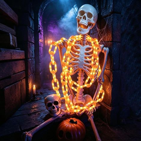Halloween-Lichterkette, 2 m, 100 LEDs (25 Lichter), 8 Modi, batteriebetrieben, Lichterkette für Karneval (1/5)