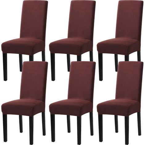 Stuhlhussen 6er Set, Stretch, Abnehmbar, Waschbar, Braun (1/5)