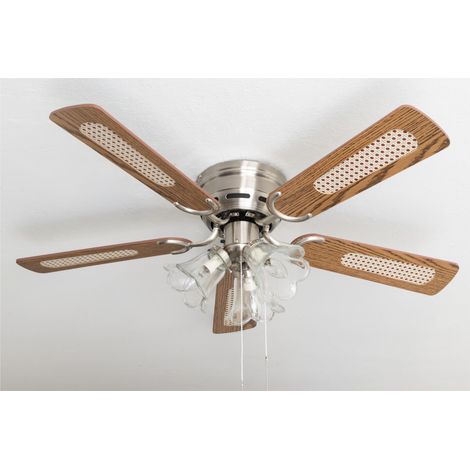Ceiling fan Kisa Deluxe BN Oak / Walnut with lights