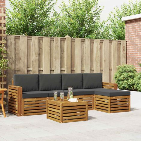 vidaXL Conjunto de sofás de exterior 6 uds. Natural y Antracita (1/5)