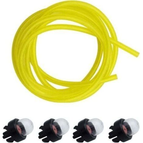 D'amorce 4 Pièces Ampoule de Carburant Pompe Un Diamètre Intérieur 2,5 mm 5,5 mm de Diamètre Extérieur Durite de Carburant Jaune 1,5 m Accessoires de scie à Chaîne Universels (1/4)